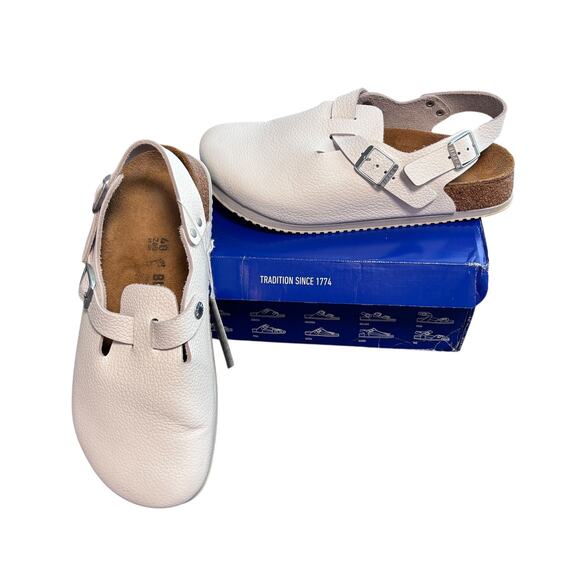 New Birkenstock Professional Clog Size EU 40, US W9, M7 White Natural Leather - Picture 2 of 9